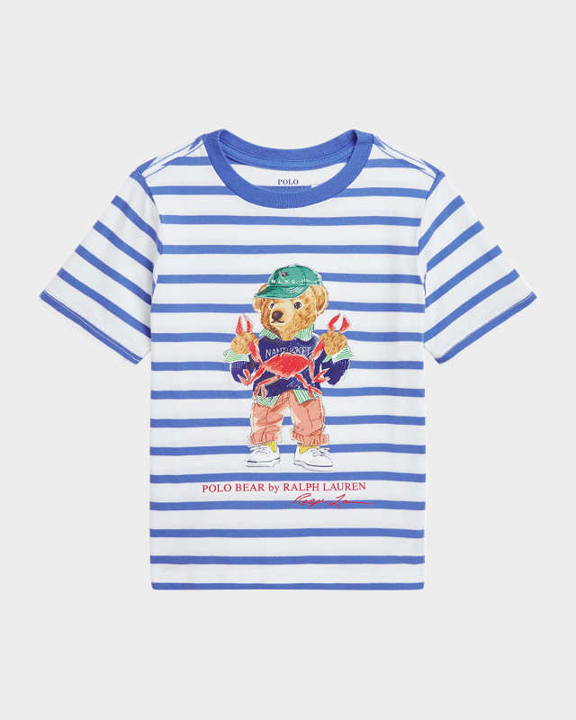 Boy's Striped Polo Bear Graphic T-Shirt, Size 2-